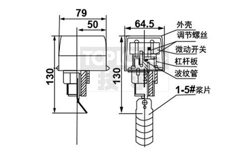 HFS靶式水流開關(guān)尺寸圖